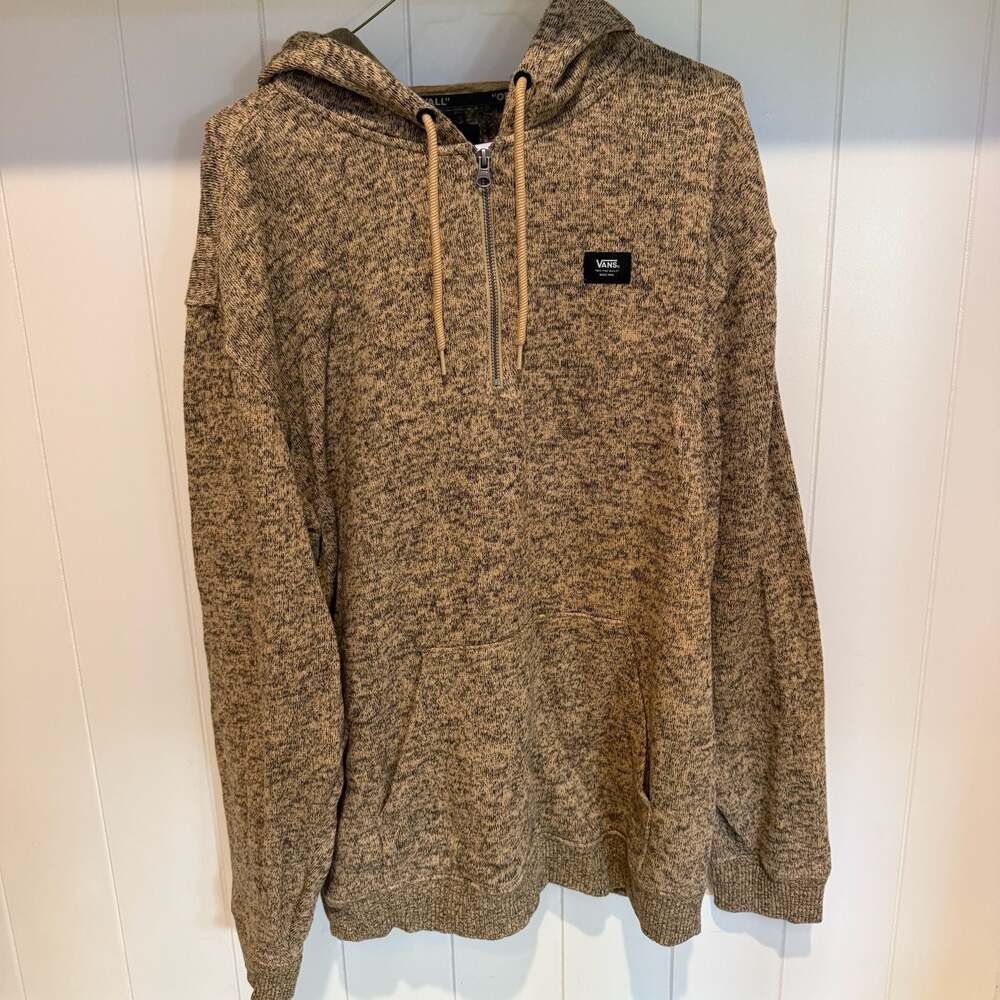 Vans Off The Wall Mens 1/2 Zip Marbled Cotton Blend Knit Hoodie Large